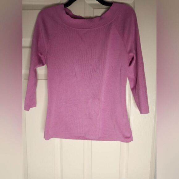 Ann Taylor M Pink Boatneck 3/4 Sleeve Silk Blend Women's Sweater - Picture 1 of 5